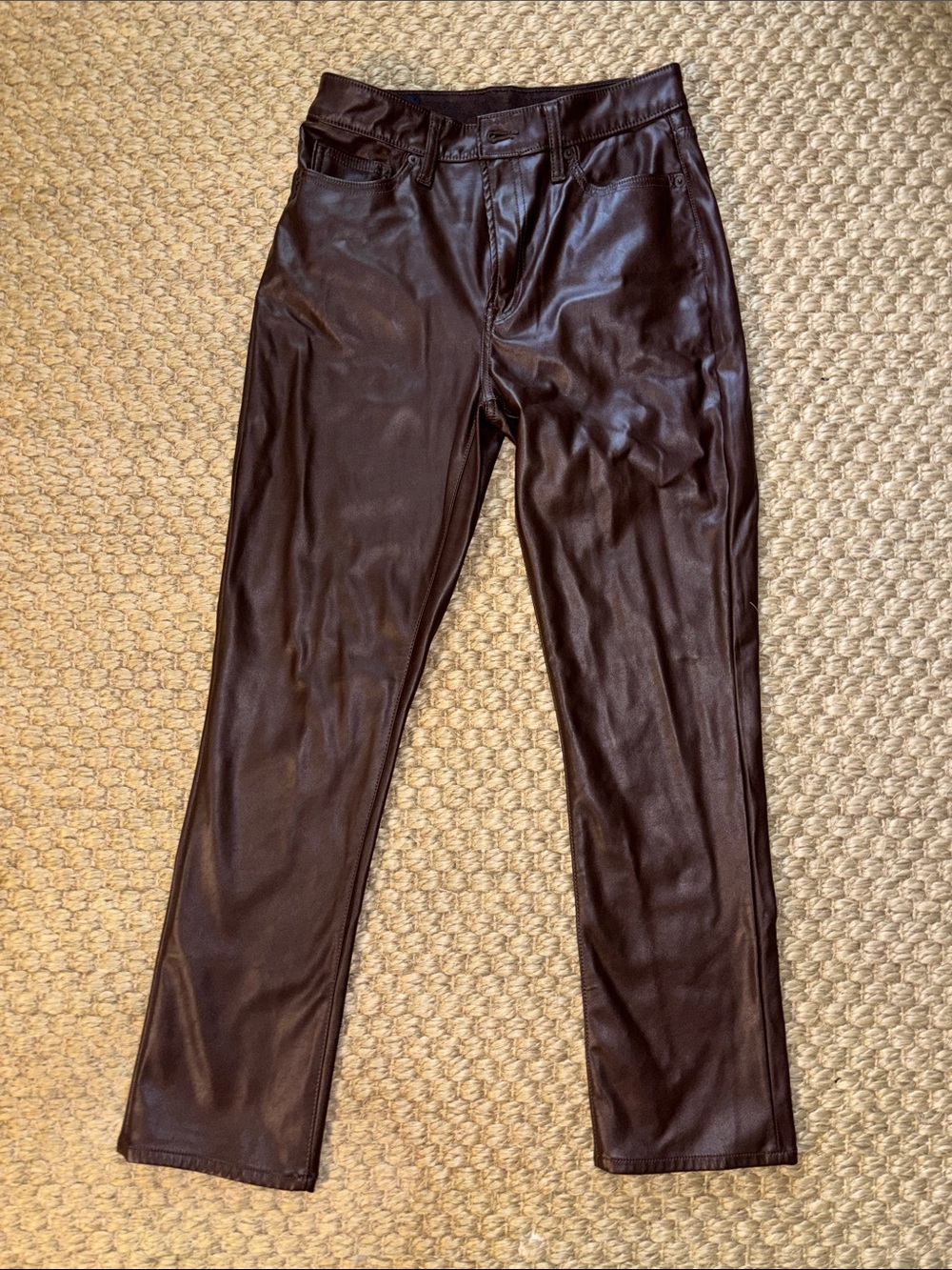 GAP Brown High-Rise Vintage Slim Faux Leather Pants